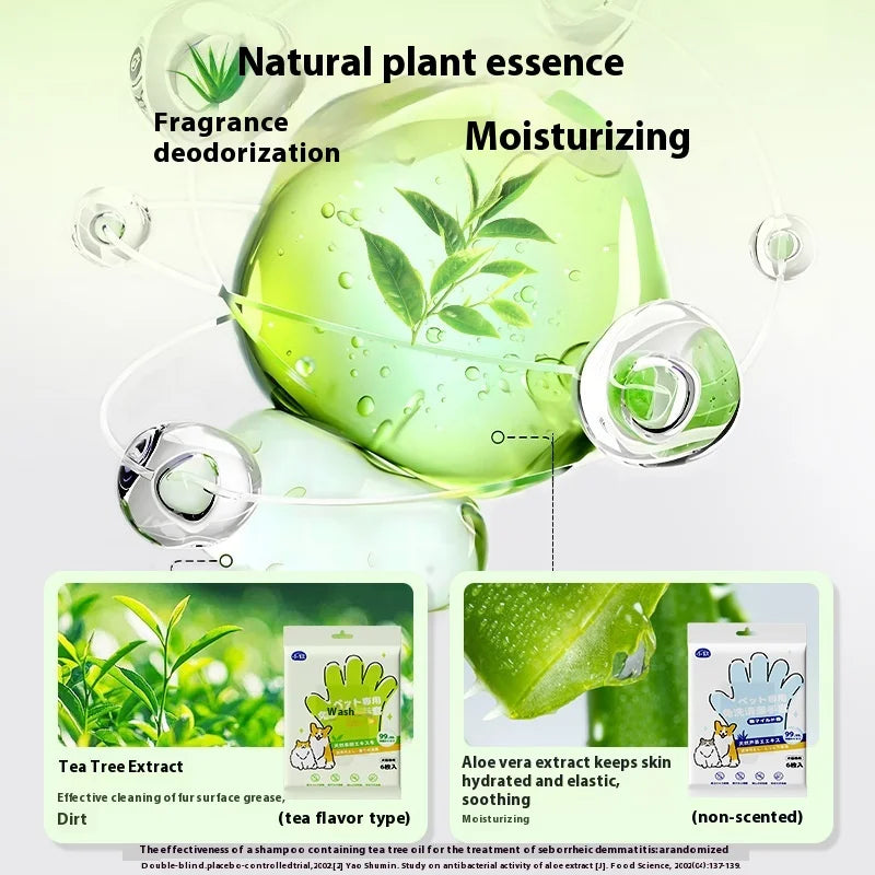 Pet Cleaning Gloves | 6pcs Dog & Cat Bath Wipes | Deodorizing & Dry Cleaning | EarthPawColletive