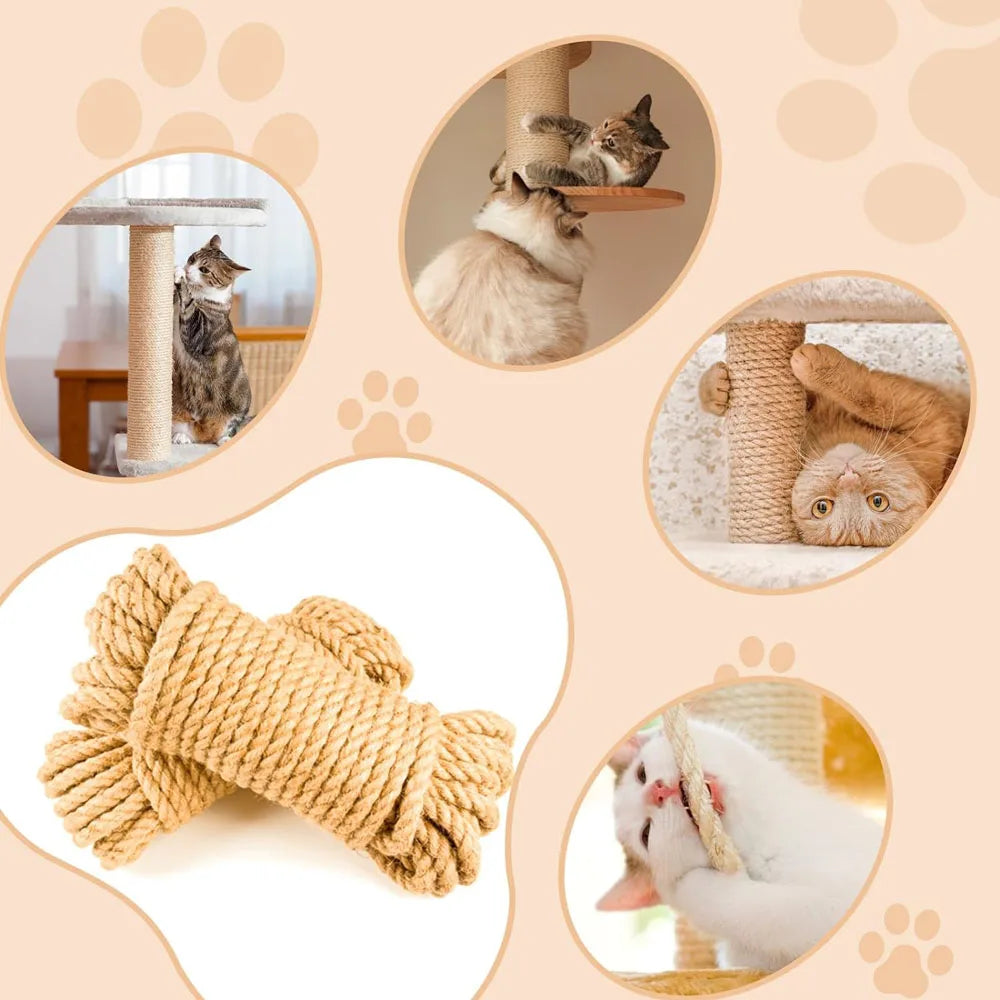 Sisal Rope for Cat Scratcher Post | 50m Natural Hemp | 1/4 inch | EarthPawColletive
