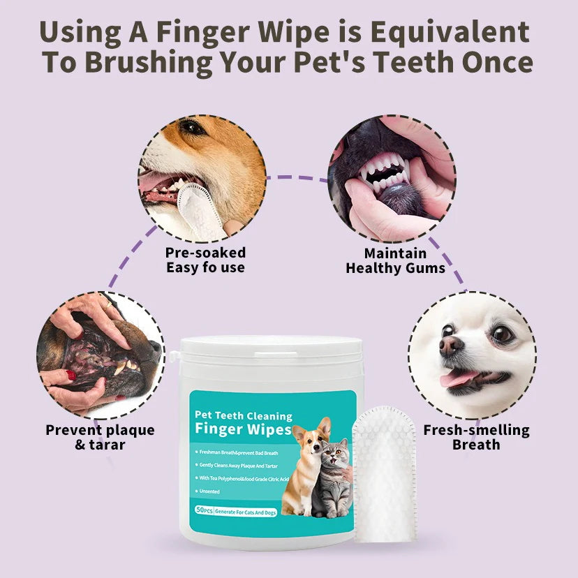 Pet Finger Toothbrush & Wet Wipes | Dog & Cat Oral Care | EarthPawColletive