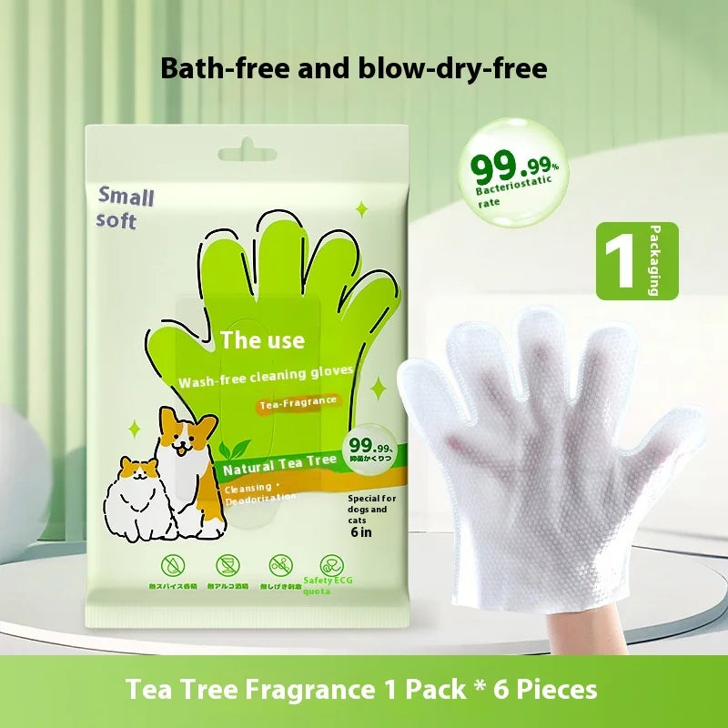 Pet Cleaning Gloves | 6pcs Dog & Cat Bath Wipes | Deodorizing & Dry Cleaning | EarthPawColletive