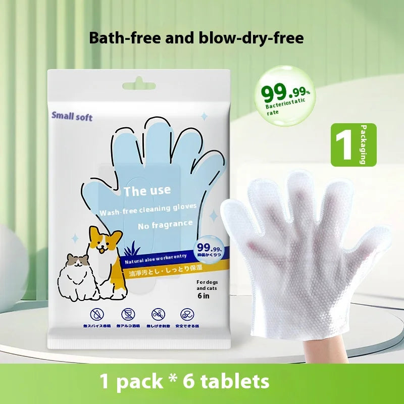 Pet Cleaning Gloves | 6pcs Dog & Cat Bath Wipes | Deodorizing & Dry Cleaning | EarthPawColletive